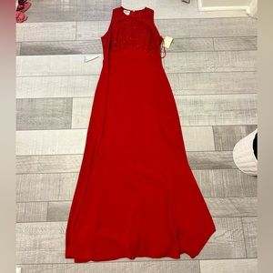 Reggio Red Elegant Dress with Beaded Top